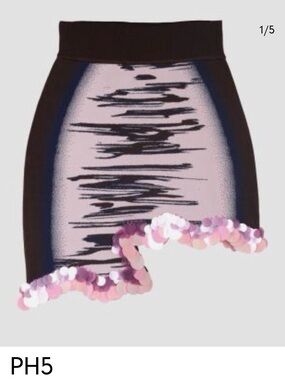 PH5 Pink Center with Black Side-Panel Pencil Skirt and Pink Sequin Hem